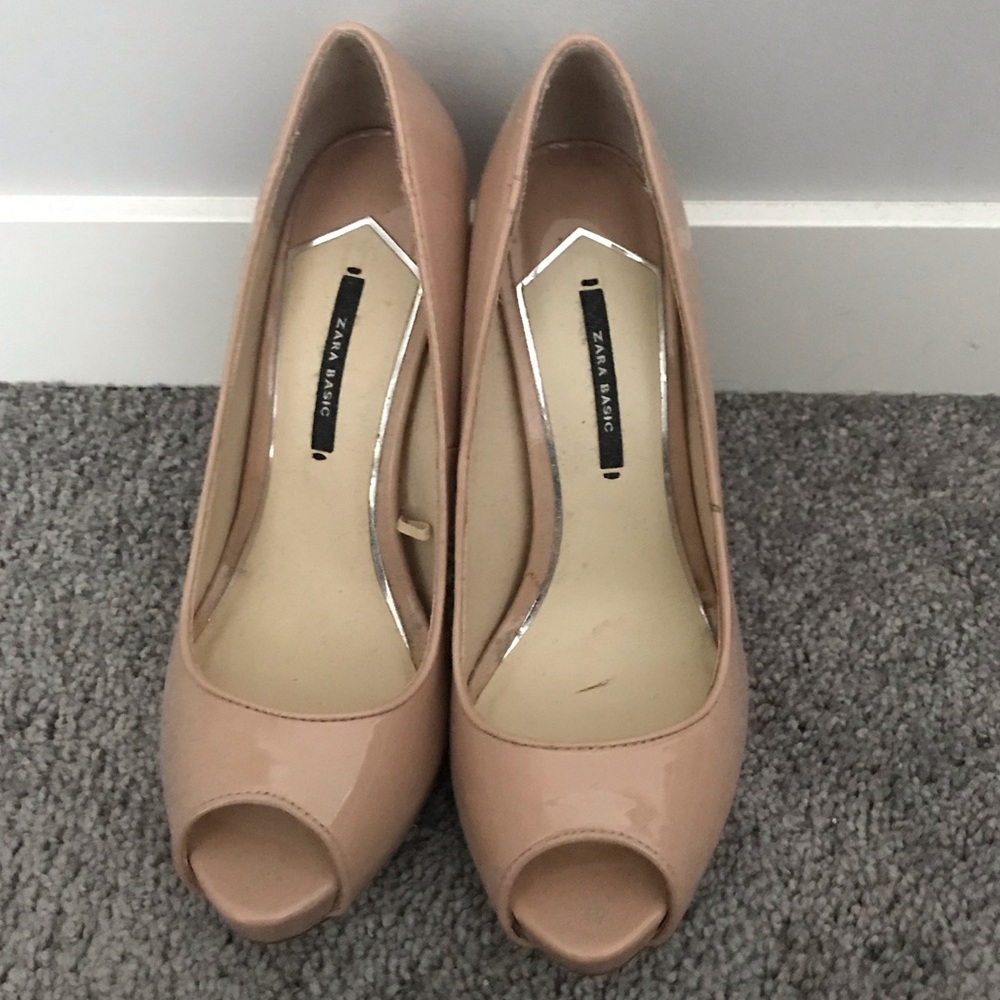 Zara peep toe platform pump heels